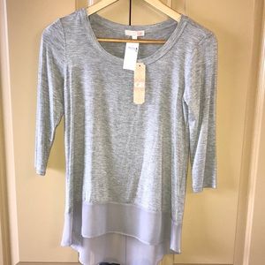 NWT Gianni Bini Shirt Top in Grey & 3/4 Sleeves